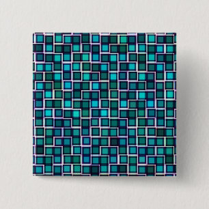 Bóton Quadrado 5.08cm Belo padrão de Azulejo Abstrato em azul