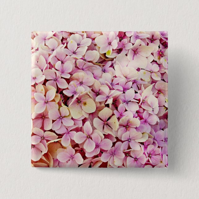 Bóton Quadrado 5.08cm Belos Flores de Hydrangea (Frente)