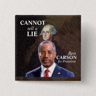 Bóton Quadrado 5.08cm Ben Carson para o presidente