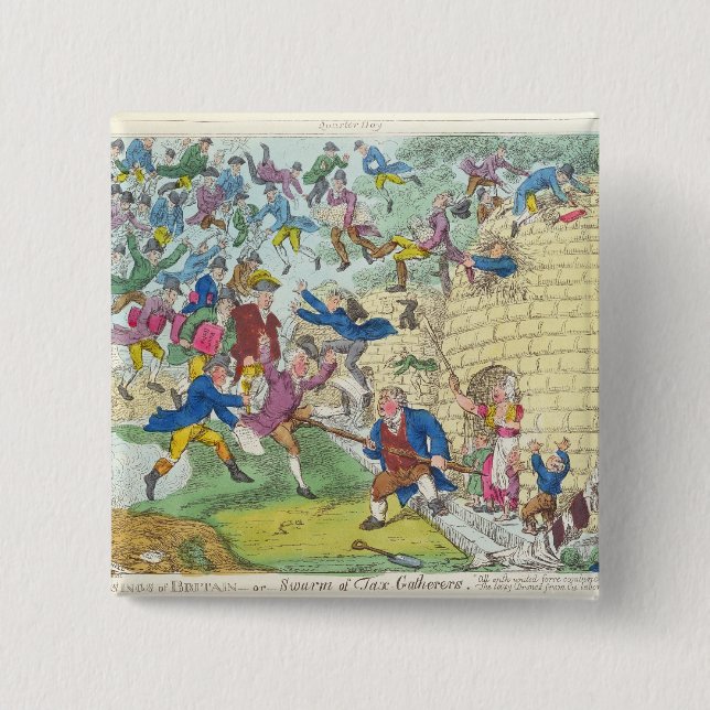 Bóton Quadrado 5.08cm Bênçãos de Grâ Bretanha - ou de enxame do imposto (Frente)