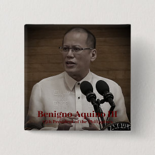 Bóton Quadrado 5.08cm Benigno PNoy Aquino III 15 Presidente Filipinas