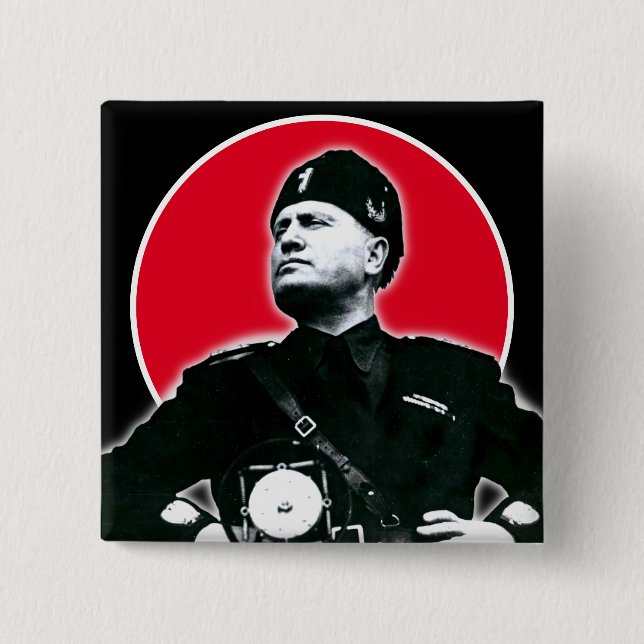 Bóton Quadrado 5.08cm Benito Mussolini (Frente)