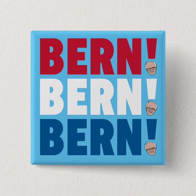 Bóton Quadrado 5.08cm Bern Bern Bern Bernie Sanders (Frente)