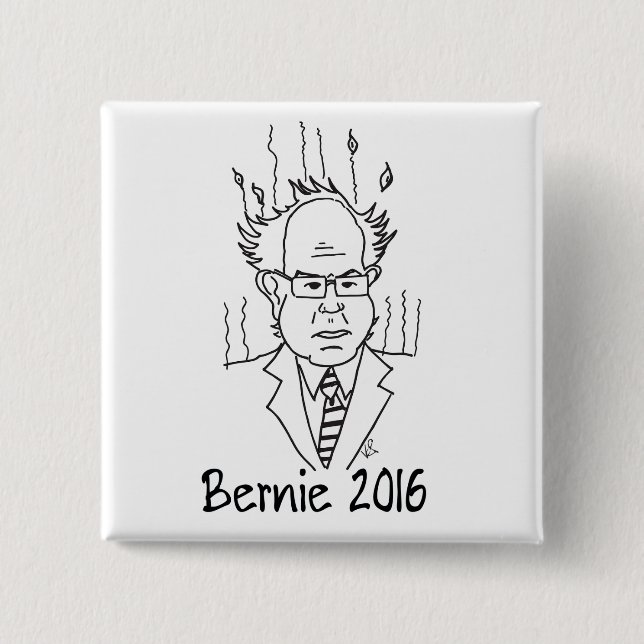 Bóton Quadrado 5.08cm Bernie Sanders 2016 (Frente)