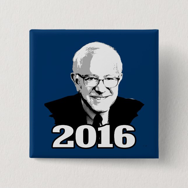 Bóton Quadrado 5.08cm BERNIE SANDERS 2016 Candidato (Frente)