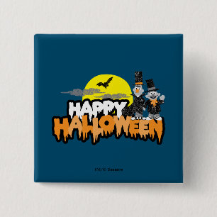 Bóton Quadrado 5.08cm Bert e Ernie Feliz Halloween