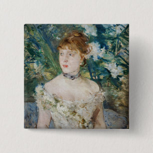 Bóton Quadrado 5.08cm Berthe Morisot - Rapariga pequena em um palhaço
