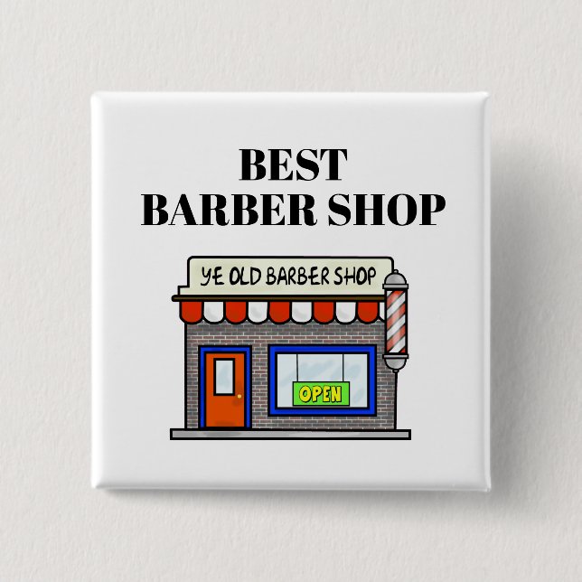 Bóton Quadrado 5.08cm Best Barber Shop Button (Frente)