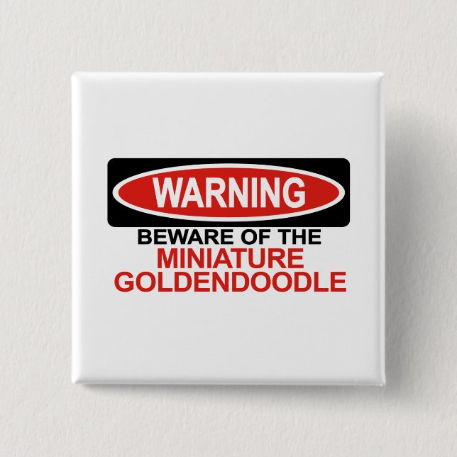 Bóton Quadrado 5.08cm Beware de Goldendoodle diminuto (Frente)