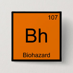 Bóton Quadrado 5.08cm Bh - Símbolo de Elemento de Química de Risco Bio