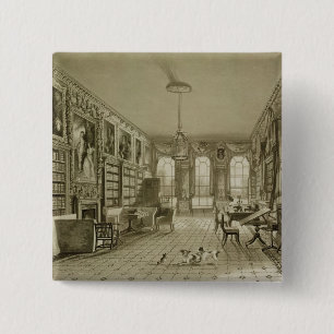 Bóton Quadrado 5.08cm Biblioteca como a sala de estar, parque de