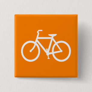 Bóton Quadrado 5.08cm Bicicleta Branca e Laranja