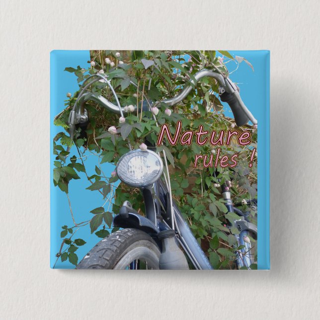 Bóton Quadrado 5.08cm Bicicleta coberta com o botão Quadrado Clematis (Frente)