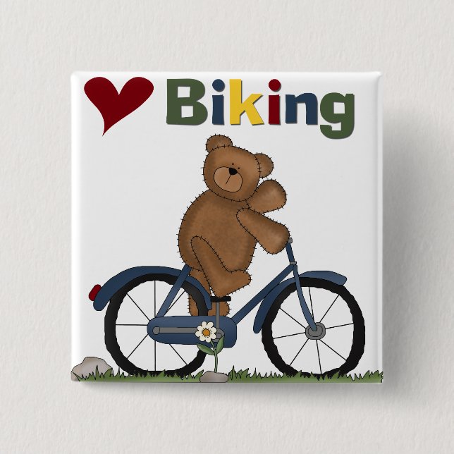 Bóton Quadrado 5.08cm Bicicleta que azul eu amo Biking o camiseta e os (Frente)