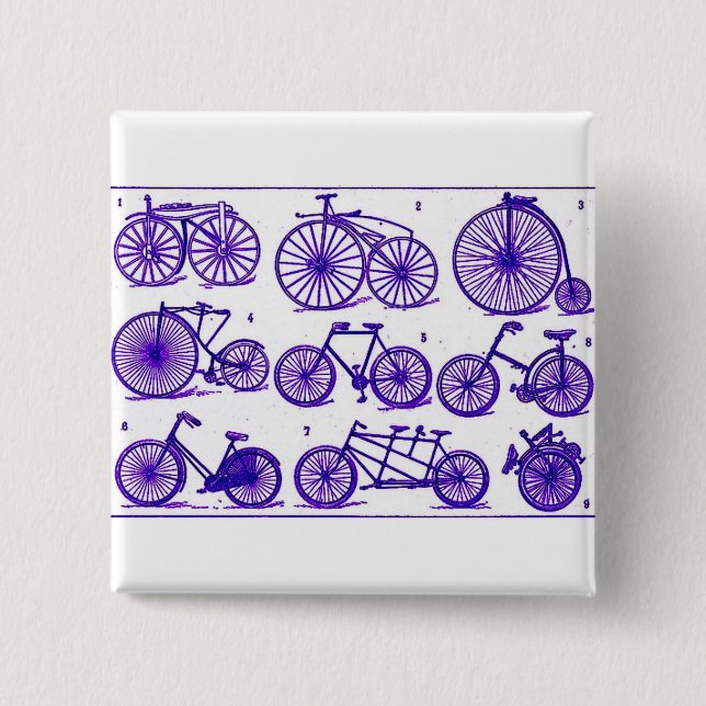 Bóton Quadrado 5.08cm Bicicletas de Vintage (Frente)