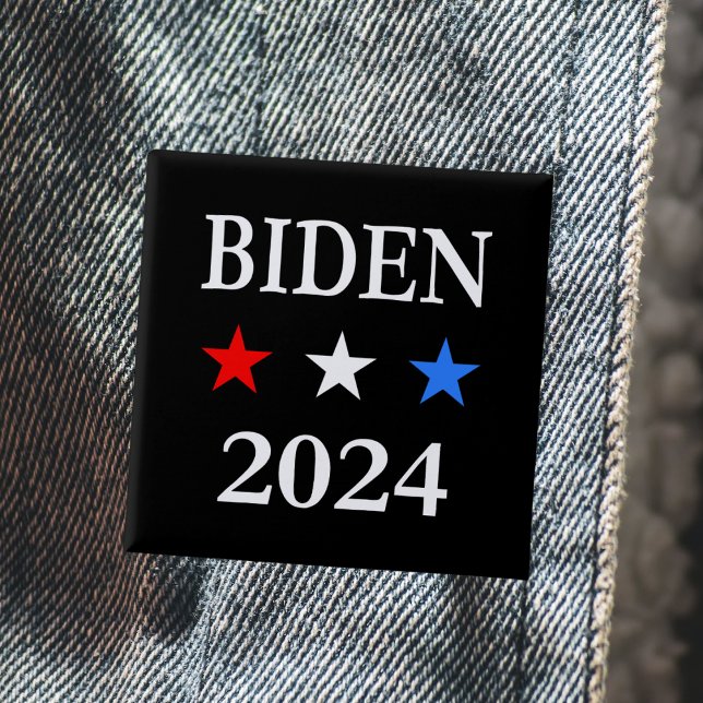 Bóton Quadrado 5.08cm Biden 2024 Presidente dos EUA Três Estrelas Patrió (Criador carregado)