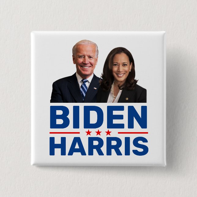 Bóton Quadrado 5.08cm Biden Harris 2020 Collectible Campaign Buttons (Frente)