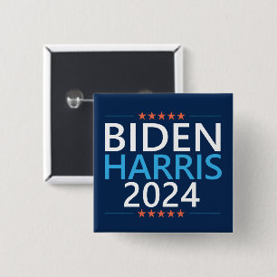 Bóton Quadrado 5.08cm Biden Harris 2024 para Presidente Eleição EUA