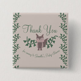 Bóton Quadrado 5.08cm Bifes Russos do Chá de fraldas Florestal Fox Green