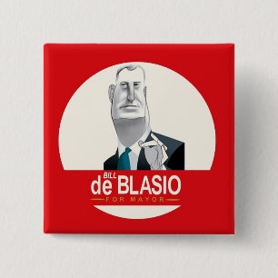 Bóton Quadrado 5.08cm Bill de Blasio NYC Mayor 2013