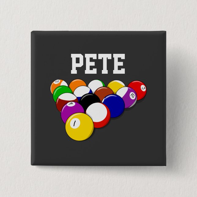Bóton Quadrado 5.08cm Billiards modelo, design popular (Frente)