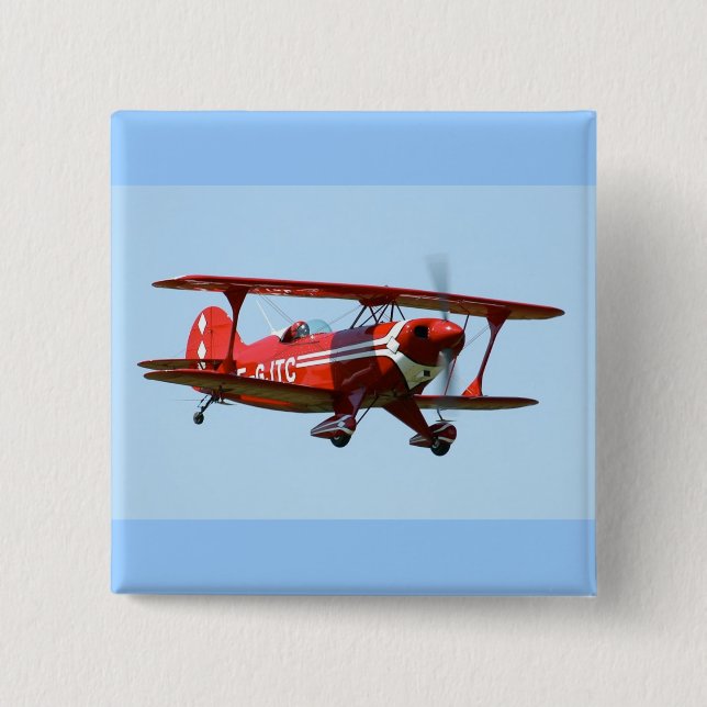 Bóton Quadrado 5.08cm Biplano vermelho (Frente)