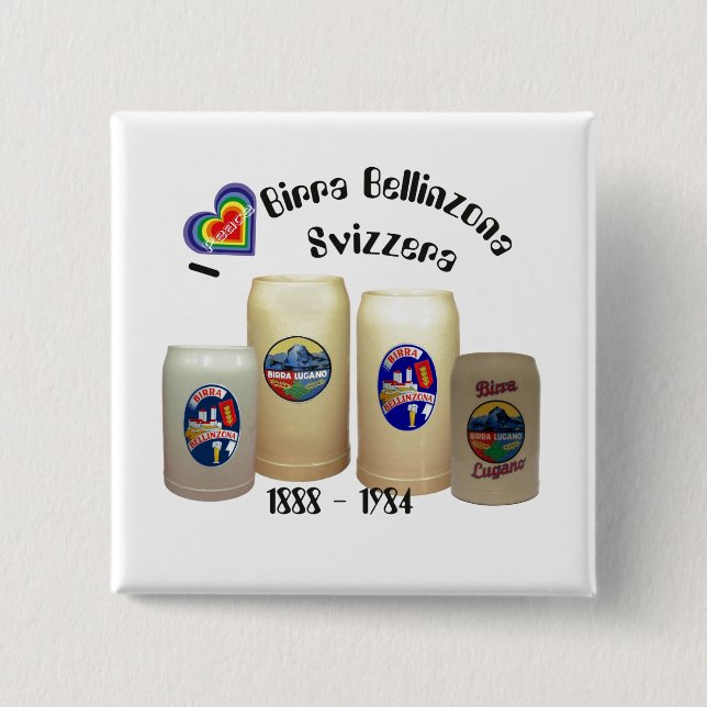 Bóton Quadrado 5.08cm Birra Bellinzona Svizzera Button (Frente)