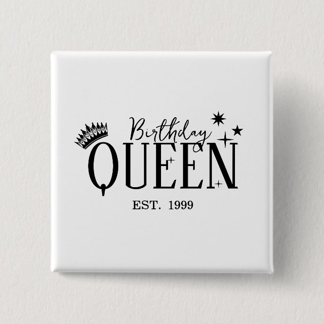 Bóton Quadrado 5.08cm Birthday queen (Frente)