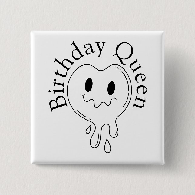 Bóton Quadrado 5.08cm Birthday Queen (Frente)