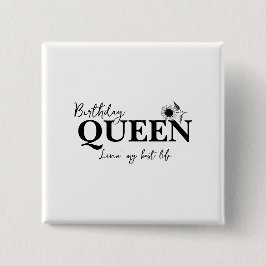 Bóton Quadrado 5.08cm Birthday Queen Livin' my best life