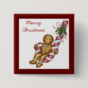 Bóton Quadrado 5.08cm Biscoito de Natal com Botão