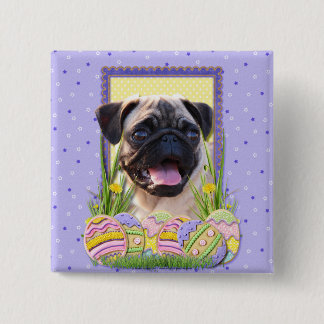 Bóton Quadrado 5.08cm Biscoitos do ovo da páscoa - Pug