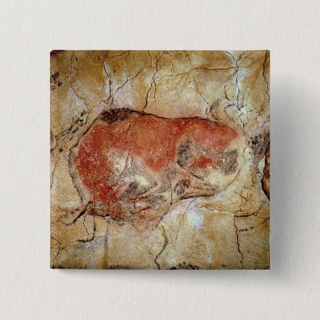 Bóton Quadrado 5.08cm Bisonte das cavernas de Altamira (Frente)