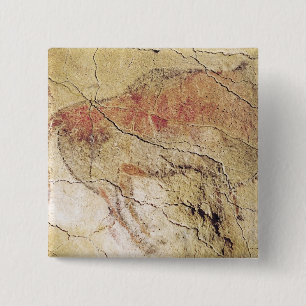 Bóton Quadrado 5.08cm Bisonte das cavernas em Altamira, c.15000 BC