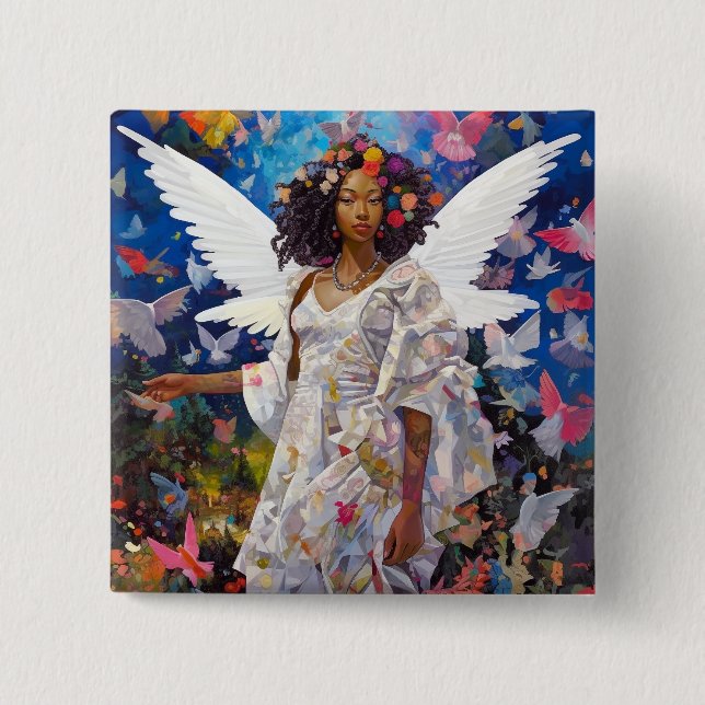 Bóton Quadrado 5.08cm Black Angel Fantasy Art (Frente)