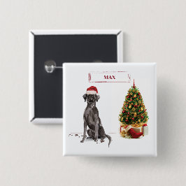 Bóton Quadrado 5.08cm Black Lab Cachorro Natal Divertido e Árvore
