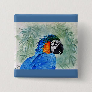 Bóton Quadrado 5.08cm Blue and Gold Macaw
