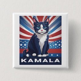 Bóton Quadrado 5.08cm Blue Cat para Kamala 2024 Democrata Eleitoral dos