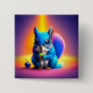 Bóton Quadrado 5.08cm Blue Squirrel Eating A Fruit-79577