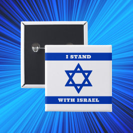 Bóton Quadrado 5.08cm Blue Star of David Flag, Eu fico com Israel
