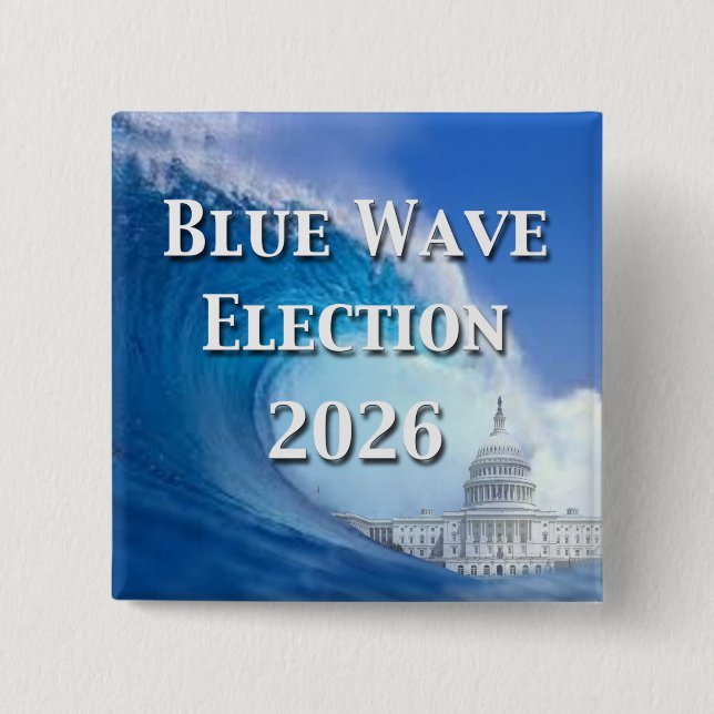Bóton Quadrado 5.08cm Blue Wave Election 2026 (Frente)