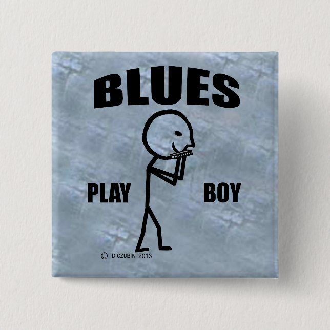 Bóton Quadrado 5.08cm Blues Play Boy (Frente)