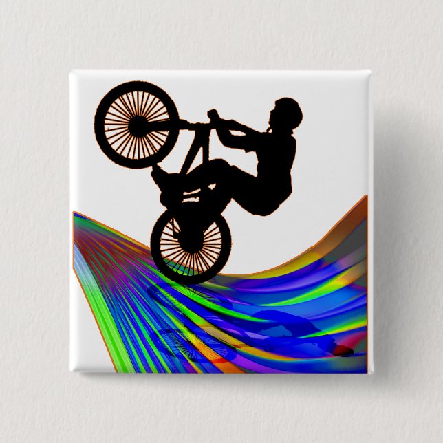 Bóton Quadrado 5.08cm BMX na estrada do arco-íris (Frente)