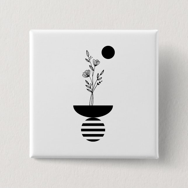 Bóton Quadrado 5.08cm Boho Elegant Flower (Frente)