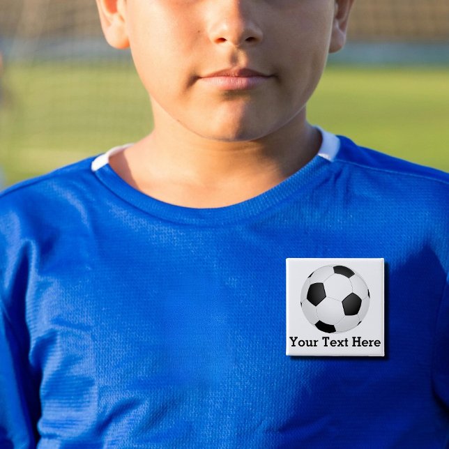 Bóton Quadrado 5.08cm bola de futebol - adicionar nome (Criador carregado)