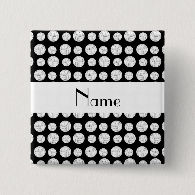 Bóton Quadrado 5.08cm Bolas pretas conhecidas personalizadas do voleibol (Frente)