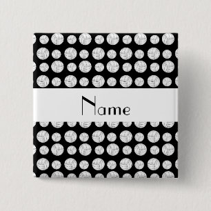 Bóton Quadrado 5.08cm Bolas pretas conhecidas personalizadas do voleibol