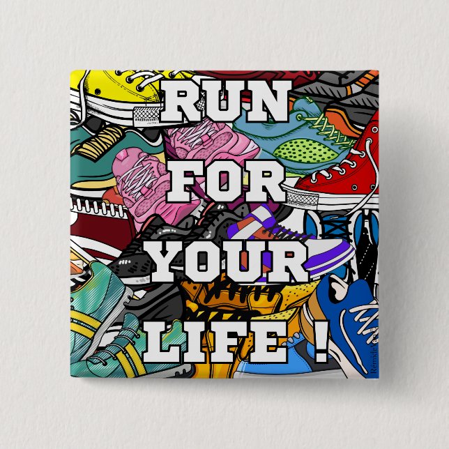 Bóton Quadrado 5.08cm Bold Pop Art Runner Jogger (Frente)