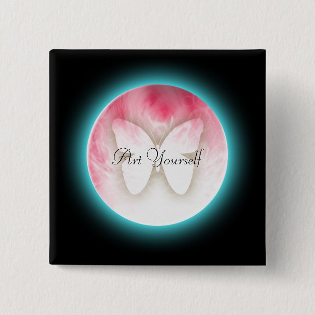 Bóton Quadrado 5.08cm Bolhas de Borboleta (Frente)