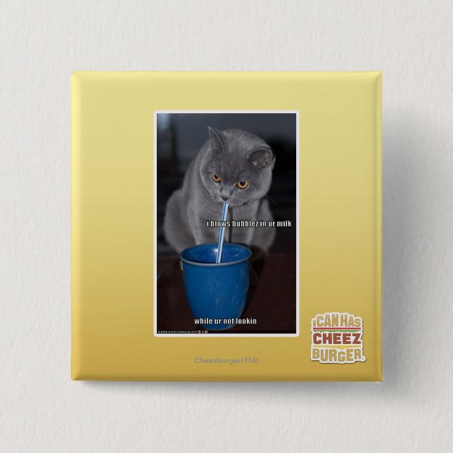 Bóton Quadrado 5.08cm Bolhas dos sopros no leite do ur (Frente)